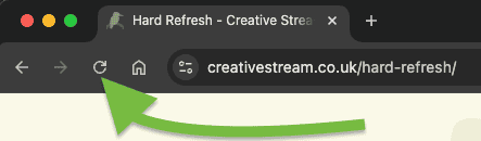 Screenshot of the location of the reload icon, on most browsers